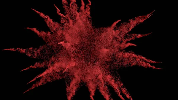 在一个孤立的黑色背景上以超慢速运动爆炸漂亮的红球 3D说明 — 图库照片
