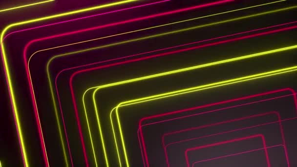 Rojo amarillo brillante líneas de neón abstracto tecnología futurista movimiento de fondo. Inconsútil bucle de animación 3d Ultra HD 4K — Vídeos de Stock