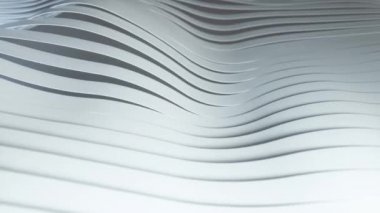 Arka planda çok renkli beyaz çizgili çizgiler var. Renkli dalga gradyan animasyonu. Gelecekteki geometrik desenler hareket arkaplanı. Kusursuz Loopembe 3D animasyon
