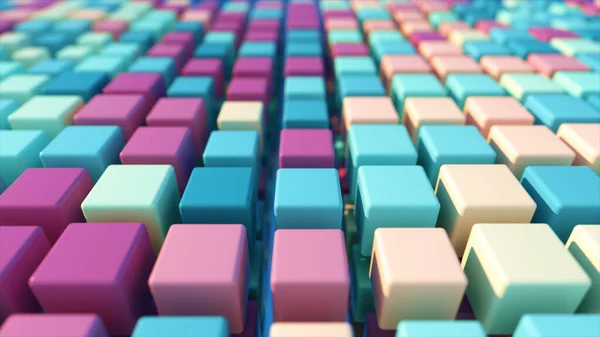 Uma Grade Colorida Cubos Móveis Tridimensionais Ilustração — Fotografia de Stock