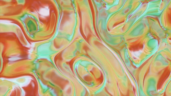 3D 로 애니메이션화 된 직물 질감. 리퀴드 홀로그램 배경. 섬유의 물결과 주름이 있는 매끄러운 실크 섬유 표면. 3d 삽화 — 스톡 사진