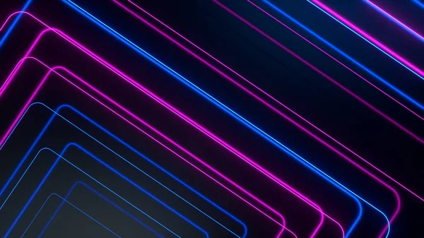Синьо-рожеві світяться неонові лінії абстрактний технічно футуристичний рух фону. 3d ілюстрація — стокове фото