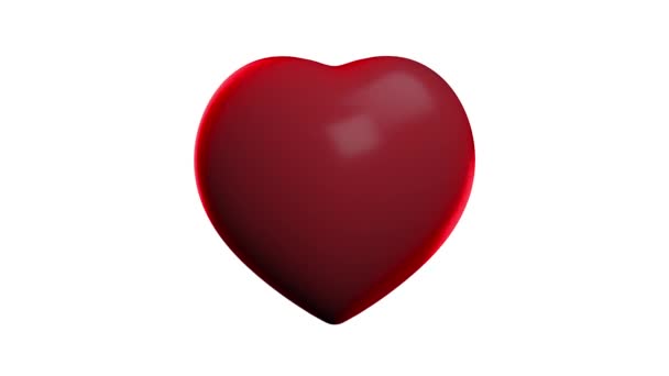 Παλμικό ή σφυροκόπημα 3D animation του χτύπου μιας κόκκινης καρδιάς σε ένα λευκό απομονωμένο φόντο. Ημέρα του Αγίου Βαλεντίνου έννοια με καρδιακούς παλμούς μέσα. — Αρχείο Βίντεο