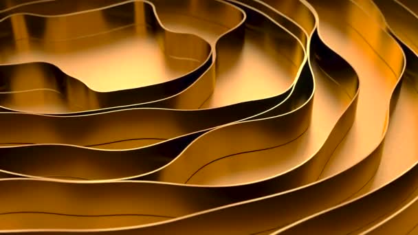 Gold wave background. Gold stripes on a gold surface. Organic gold texture. 3d animation — Stock Video