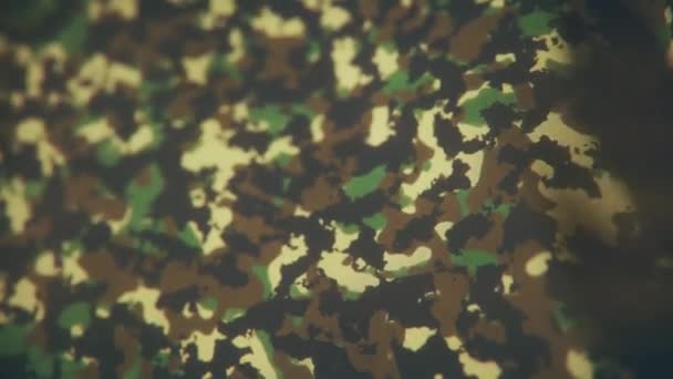 Animation on military camouflage fabric. Military background. Elegant and luxurious dynamic style for military and military action template. — Stock Video