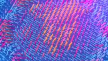 Renkli dönen dikdörtgenlerin soyut arkaplanı. Renk, dönüş açısına göre değişir. Dikdörtgenlerin yüzeyi. Kusursuz döngünün 3d animasyonu