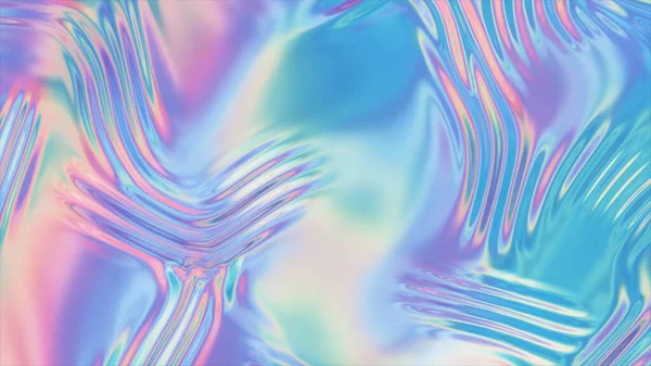 Dalgalanma ve girdap ile soyut holografik sıvı dalga yüzeyi. 3d illüstrasyon