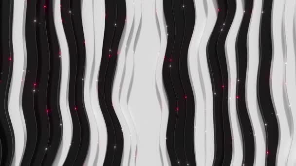 Abstract background from a wavy stepped surface. White and black steps. Abstract background for business presentation. Fiber optic transmitting signals over the surface. 3d animation of seamless loop — Stock Video