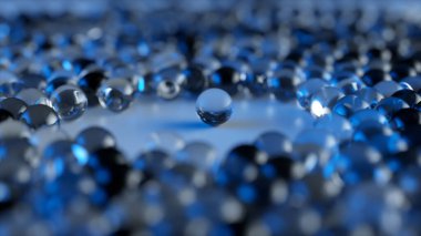 Bir cam küre etrafında dinamik cam küreler dizisi. Sosyal konsept. 3d illüstrasyon