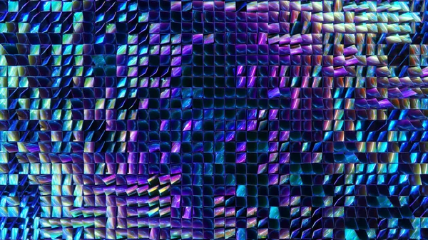 反射ホログラフィックキューブの抽象的な背景は波面を作成します 現代のネオンライト トレンディーな背景 3Dイラスト — ストック写真