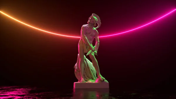 Philopoemen Scultura Illuminata Luce Neon Museo Oggetto Arte Ottenuto Dalla — Foto Stock