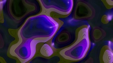 Topoğrafik harita kavramının soyut arkaplanı. Harita çizgileri. Vadiler ve dağlar. Coğrafya konsepti. Dalgalı fon. Sihirli neon ışık kıvrımlı kıvrımlı çizgi. Kusursuz döngünün 3d animasyonu
