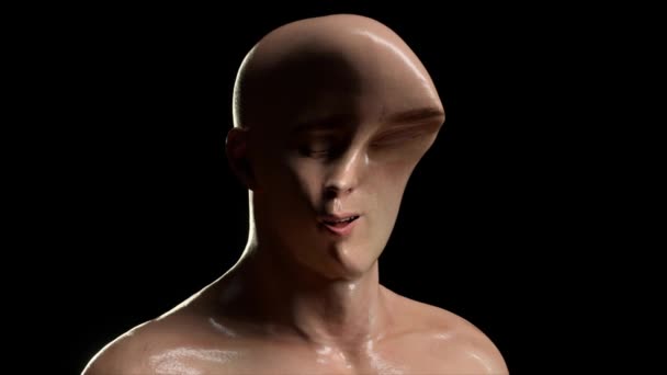 Lustige 3D-Animation eines faltigen weichen Gesichts. Das menschliche Gesicht ist zerknittert. Ruhe- und Entspannungskonzept. 3D-Darstellung der nahtlosen Schleife — Stockvideo