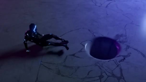 O personagem alienígena resiste à tração de um buraco negro com uma textura de mármore em movimento. Composição abstrata. Laço sem costura 3d render — Vídeo de Stock