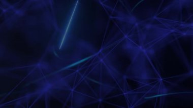 Noktaları ve çizgileri hareket ettiren soyut dijital bağlantı. Teknoloji geçmişi. Ağ bağlantısı yapısı. Üç boyutlu. Kusursuz döngü. 4K