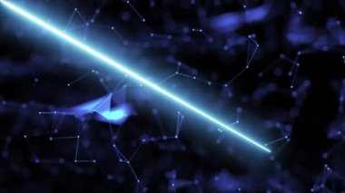 Teknolojik dijital arkaplanda neon mavi bir çizgi görünümü animasyonu.