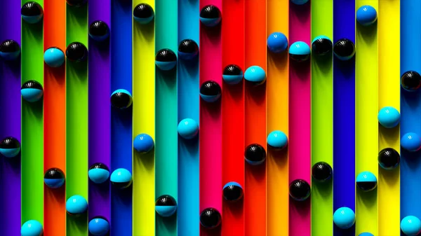 Jasne Kolorowe Tło Kulkami Toczenia Wzdłuż Ścieżek Minimalizm Koncepcja Mody — Zdjęcie stockowe