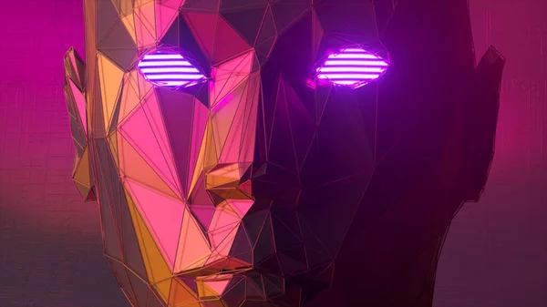 抽象多角形の人間の顔 人工知能の概念 3Dイラスト — ストック写真