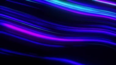 Parlak çizgilerin soyut fraktal neon arkaplanı. Parlak çizgiler. Kusursuz bir döngünün 3d animasyonu
