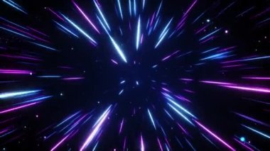 Hiper uzay sıçraması. Işık hızında. Yıldızlardan gelen ışık. Kusursuz bir döngünün 3d animasyonu.