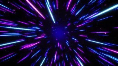 Hiper uzay sıçraması. Işık hızında. Yıldızlardan gelen ışık. Kusursuz bir döngünün 3d animasyonu.