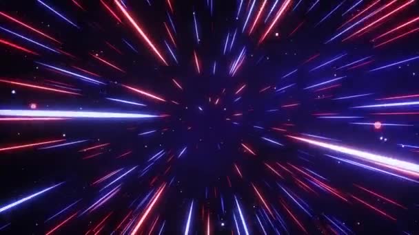Hyperrymd hopp i yttre rymden. Ljusets hastighet. Ljus från stjärnorna som passerar förbi. 3D-animering av en sömlös slinga. — Stockvideo