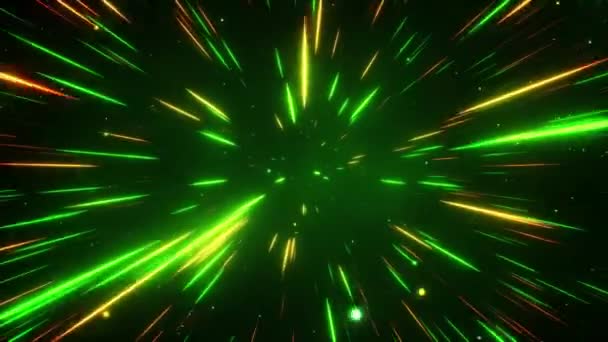 宇宙空間でのハイパースペースジャンプ。光の速さ。星からの光が通り過ぎる。シームレスなループの3Dアニメーション. — ストック動画