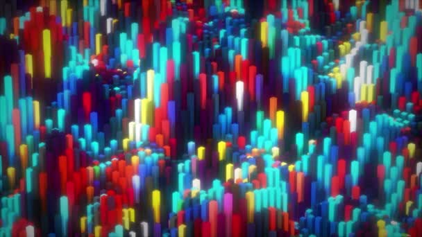 Surface cubique colorée abstraite en mouvement aléatoire. Fond généré par ordinateur. Animation 3D — Video