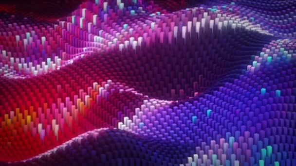 Superfície cúbica colorida abstrata em movimento aleatório. Fundo gerado por computador. animação 3d — Vídeo de Stock