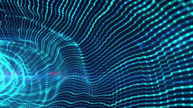 Fütürist matrisli 3D Büyük Veri Dijital tünel karesi. Teknolojik ve ilgili hareket arkaplanı.