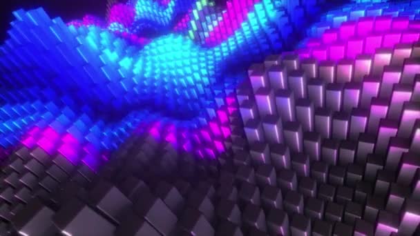 ランダム移動におけるカラフルな立方体表面。コンピュータが背景を生成した。3Dアニメーション — ストック動画