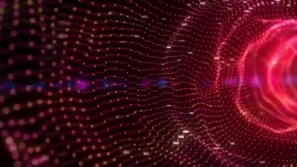 3D Big Data Tunnel numérique carré avec matrice futuriste. Contexte technologique et mouvement connexe. — Video