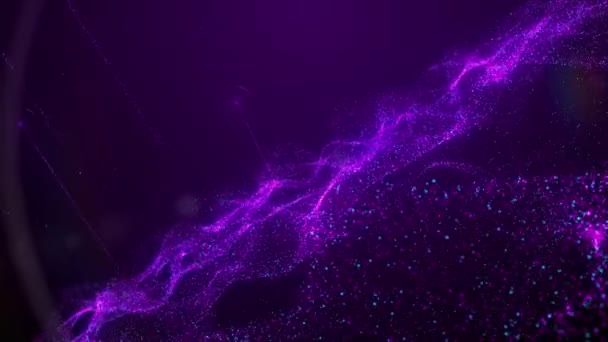 Πολύχρωμα σωματίδια έκρηξης δράσης σε φόντο σκοτεινής περιοχής. Μεμονωμένα ηχητικά κύματα. Macro Radial Visual Effect Mix Blast χρώμα. Αφηρημένη 3d τέχνη — Αρχείο Βίντεο