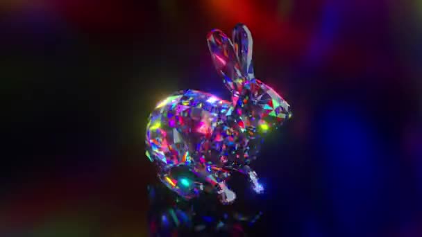 Collection of diamond animals. Jumping rabbit. Nature and animals concept. 3d animation of a seamless loop. Low poly — Stock Video