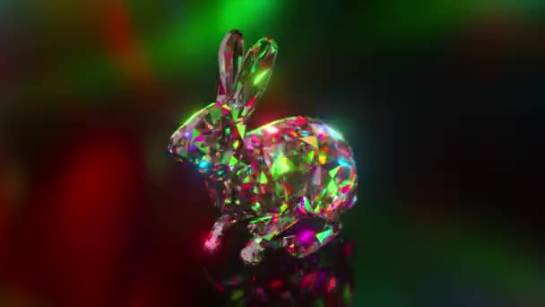 Collection of diamond animals. Jumping rabbit. Nature and animals concept. 3d animation of a seamless loop. Low poly — Stock Video