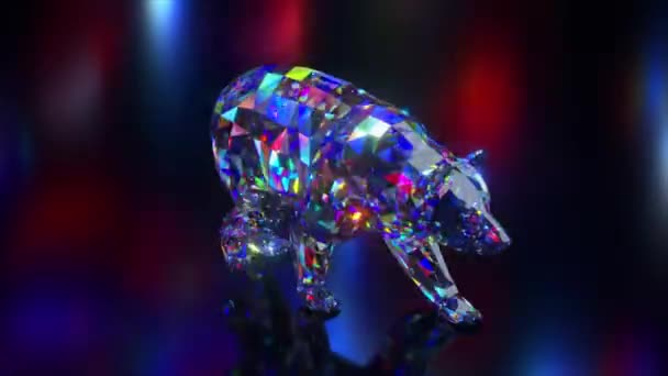 Collection d'animaux diamantés. Un ours qui marche. Concept nature et animaux. Animation 3D d'une boucle transparente. Poly bas — Video