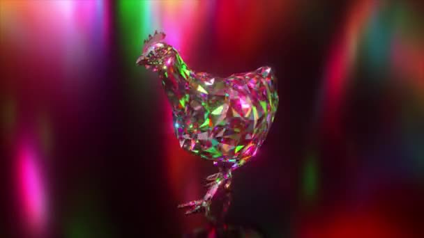 Gyémánt állatok gyűjteménye. Csirkét futtatok. Természet és állatok koncepciója. 3D animáció egy zökkenőmentes hurok. Alacsony poli — Stock videók