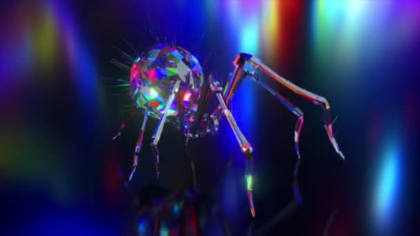 收集钻石动物。爬行的蜘蛛自然和动物概念。3D动画无缝循环。低多重性 — 图库视频影像
