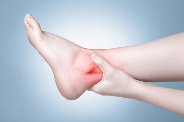 Женская нога с болью в лодыжке
