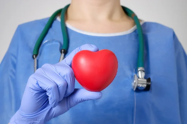Coeur dans la main du chirurgien Images De Stock Libres De Droits