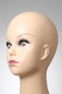 Manken kafası gri arka plan üzerinde