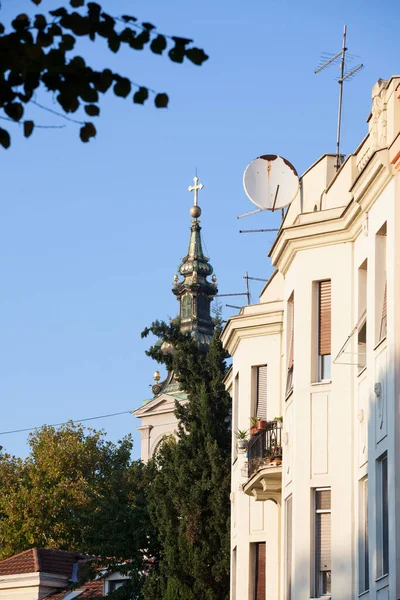 Типичные Фасады Жилых Многоквартирных Домов Старого Града Старого Города Белграда — стоковое фото