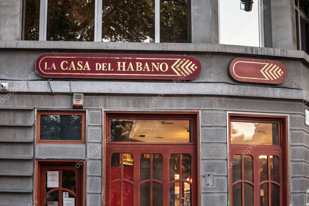 BELGRADE, SERBIA - OCTOBER 10, 2020: La casa del Habano logo on their local store in Belgrade. Part of Habanos SA, LCDH is a Cuban group of franchiseselling cigars and cigarillos