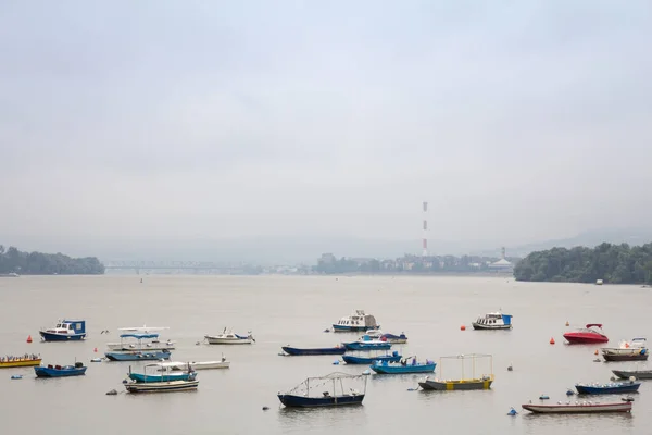 Zemun Quay Zemunski Kej Belgrado Servië Aan Donau Gezien Herfst — Stockfoto