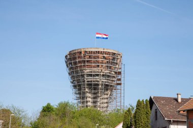 Water tower from Vukovar (Vukovarski Vodotoranj), with bullet and missile holes from the 1991-1995 conflict, which opposed Serbian to Croatian forces. The water tower became the symbol of the war