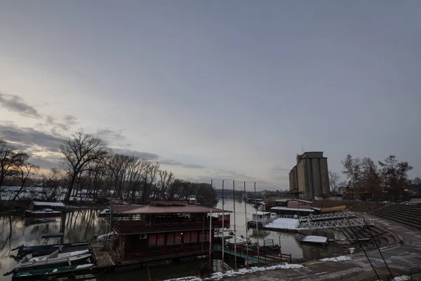 Pancevo Serbia December 2018 Panorama Tamis River Pancevo Waterfront Center —  Fotos de Stock