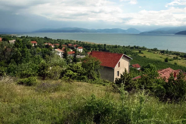 Panorama Del Lago Prespa Sur República Macedonia Del Norte Una — Foto de Stock