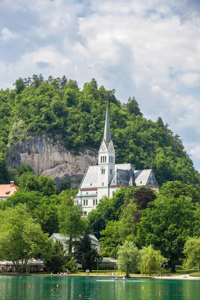 Bled Eslovenia Junio 2021 Panorama Del Lago Bled Blejsko Jezero — Foto de Stock