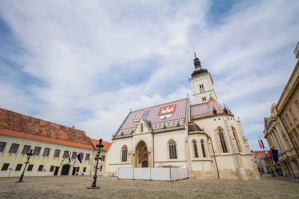 Kościół Marka Zwany Także Crkva Svetog Marka Starym Zagrzebiu Charakterystycznym — Zdjęcie stockowe