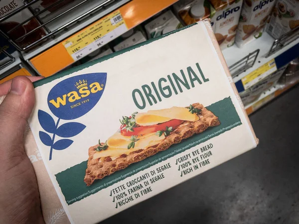 Belgrade Serbia August 2021 Wasa Logo Packs Crispbread Crackers Sale — Stock Photo, Image